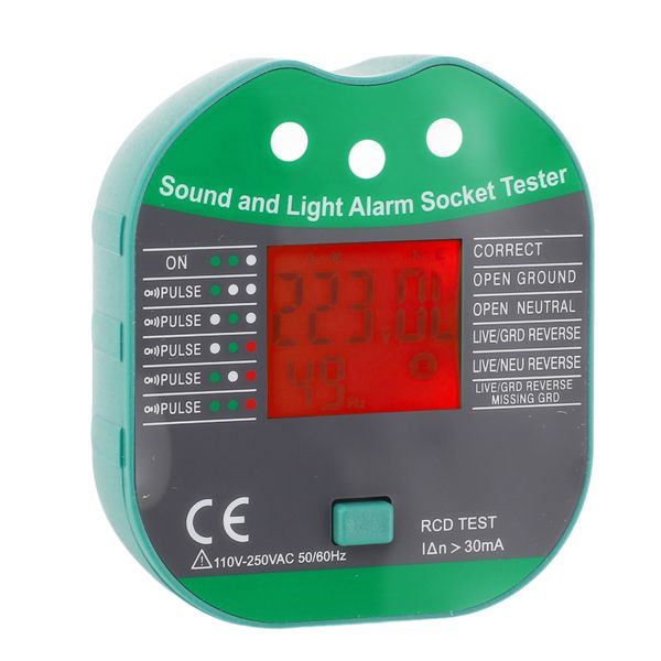 Outlet Tester with Sound Light Alarm Voltage Check