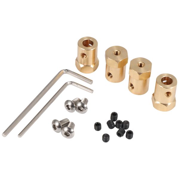 4PCS 5mm to 12mm Brass Combiner Wheel Hub Hex Adapter