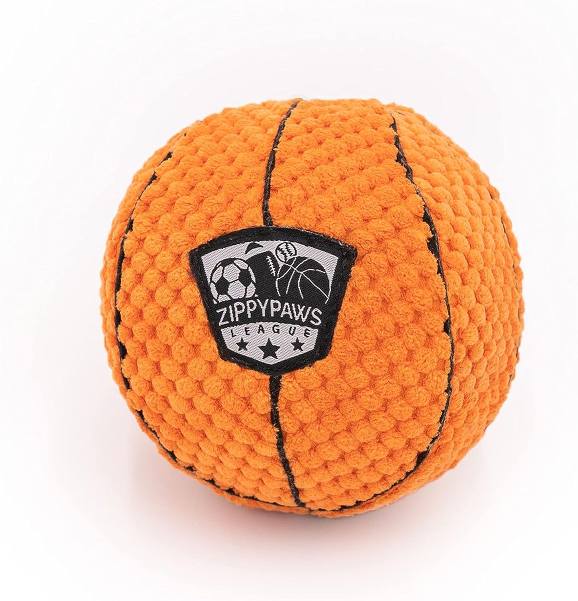 ZippyPaws SportsBallz Plush Ball Dog Toy With Squeaker Basketball
