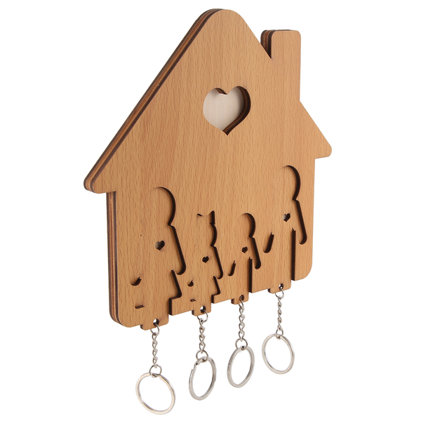 Wood Key Holder Wall-Mounted Key for Wall with Key Hooks Family
