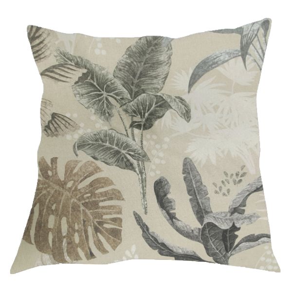 Beige Pillow/Scatter Cushion Cover With Variety Of Leaves - Inner Included