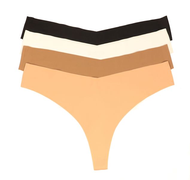Women's Seamless No Show Thong Underwear Invisible Soft Panties Pack of 4