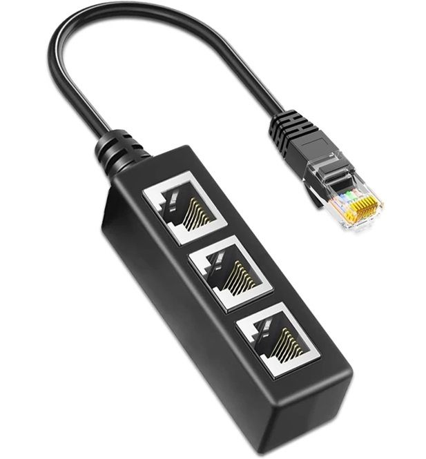 RJ45 Network Splitter, 1-to-3 Port RJ45 LAN Hub Adapter, Black | Shop ...