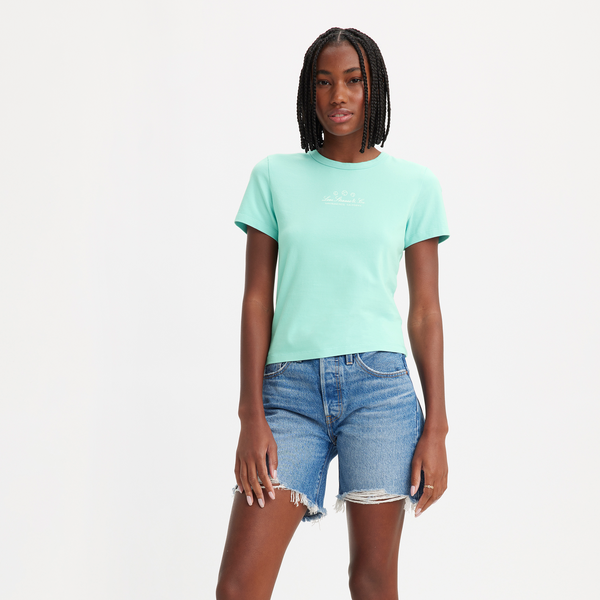 Levi's Women's Graphic Rickie T-Shirt - Levi's Tennis Script Porcelain Blue