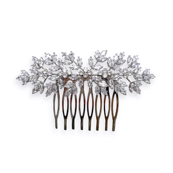 Luxury Cubic Zirconia Bridal Fern Comb