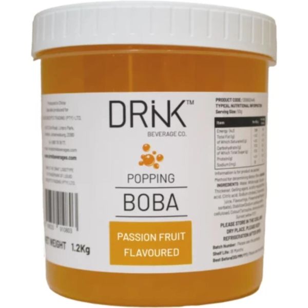 DRNK Popping Boba Passion Fruit Flavour 1.2kg Tub