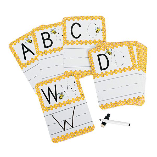 Busy Bee Write and Wipe Alphabet Cards Double-Sided, Includes Marker and Eraser