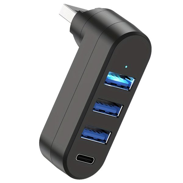 4-in-1 Rotatable USB Multi-Port Adapter With Type-C Connector