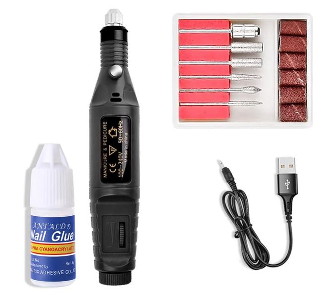 Multifunctional Rechargable Nail Drill (Polisher, Nail Art, Pedicure) &amp; Glue