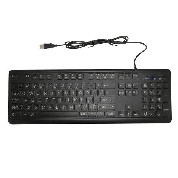 Large Print Keyboard Office 104 Key White LED