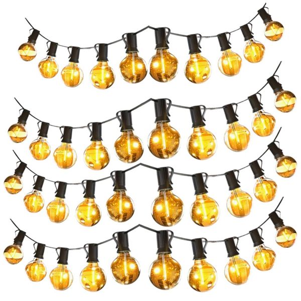 40 Bulb IP44 Rated Solar-Powered LED String Lights - 21M - Black