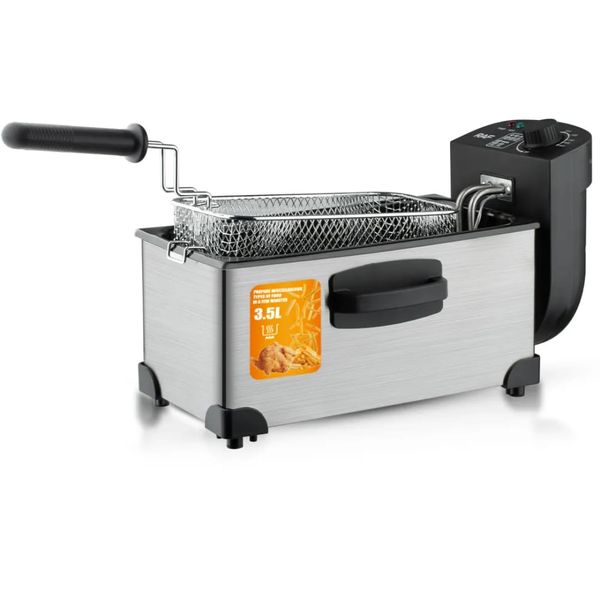 3.5L Electric Deep Fryer with Adjustable Temperature and Cool-Touch Design