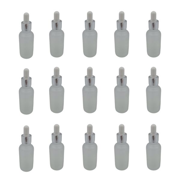 15 Pack 30ml Frosted Glass Bottles with Droppers - Premium Quality