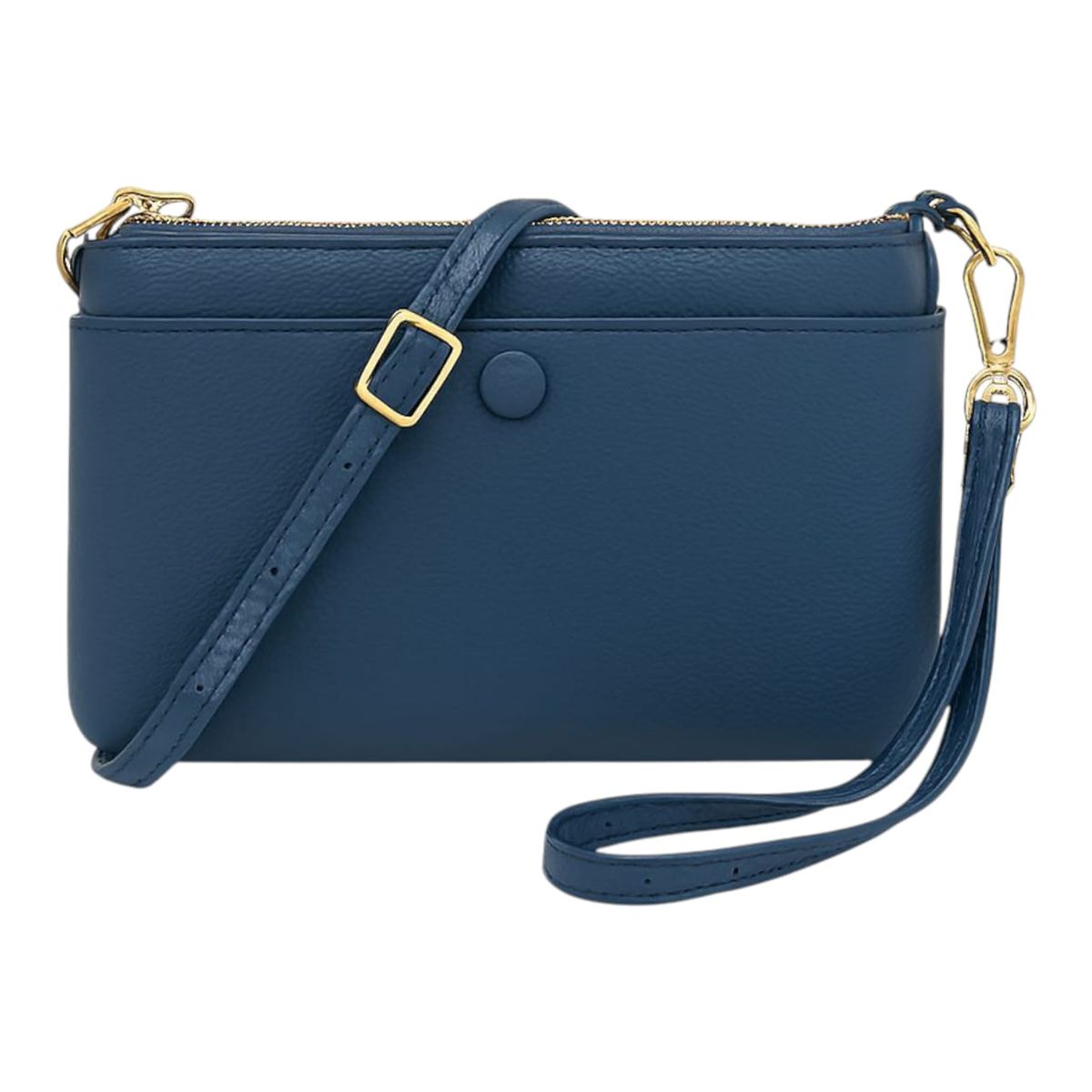 Women's PU Leather Crossbody Bag - Blue, Adjustable Strap - 06233