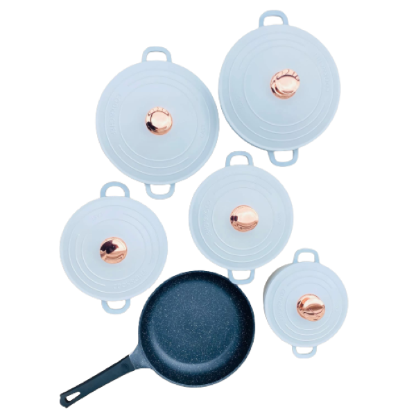 HR - 11 Piece Cast Iron Cookware Set - White