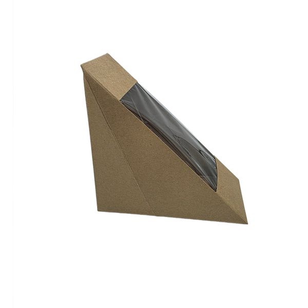 Kraft Sandwich Wedge 2 Slice with PLA Window - Compostable Takeaway Packaging - 50 Pack