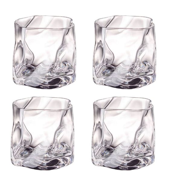Elegant Irregular Crystal Whiskey Glass - Set of 4