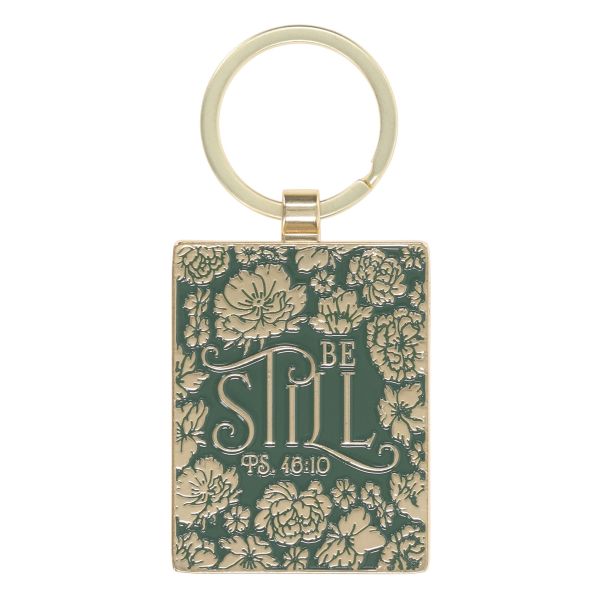 Metal Keychain - Be Still, Green