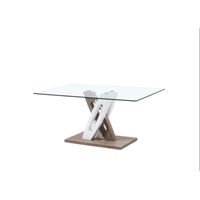 Dining Room Glass Table White and Brown