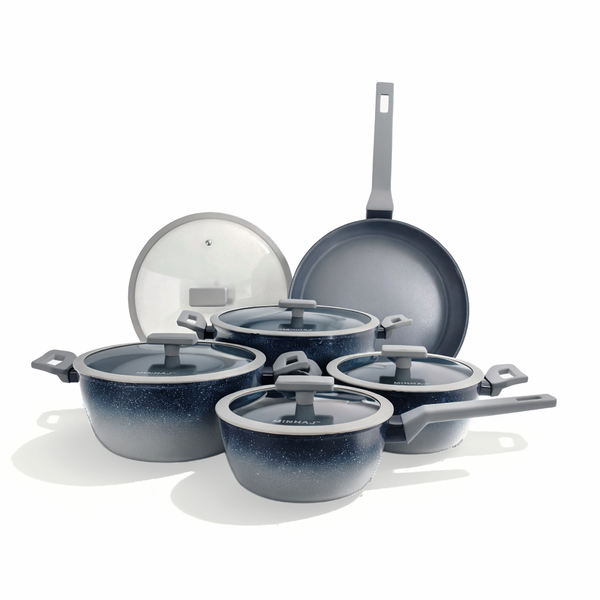 Minhaj Homeware Blue-White Aluminum Non-Stick 13 Piece Cookware Set