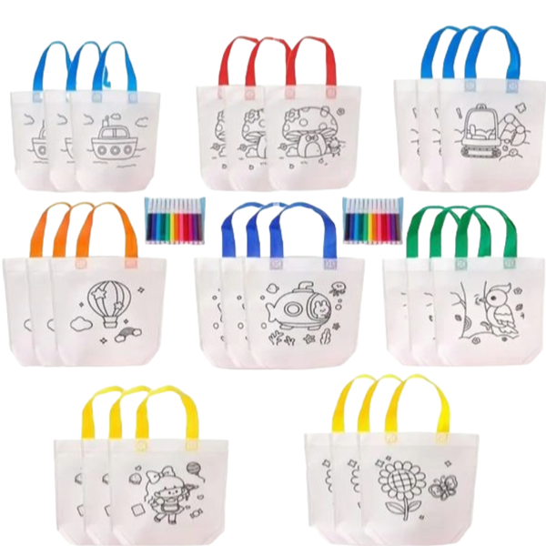 Kids Reusable DIY Colouring Bags with Colouring Pens