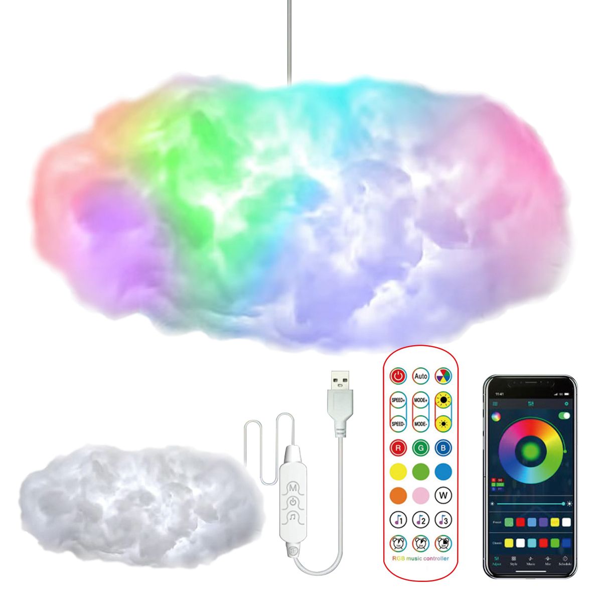 3D Big Cloud Lightning Light Kit - APP Control Cool Lights Sync Music