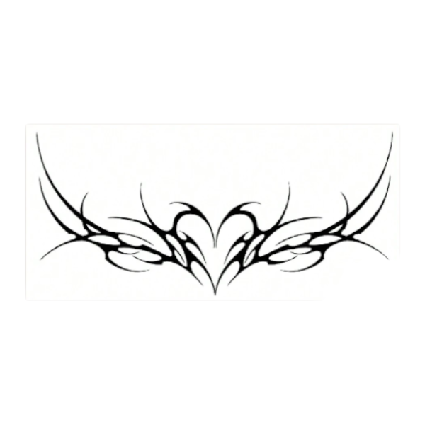 1-Piece Heart Tribal Waterproof Temporary Tattoo - Black