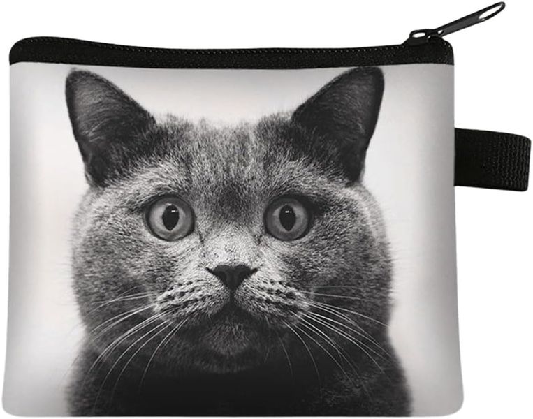 Storage Bag Card Holder Animal Cat Coin Purse - Grey