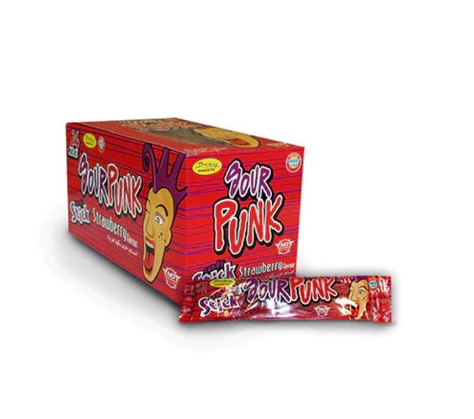 Strawberry Sour Punk Sticks - 24 Packs
