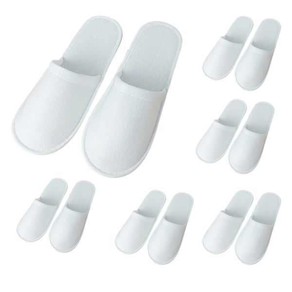 12 Pairs Slippers Guest White Hotel Shoes Disposable Universal Size