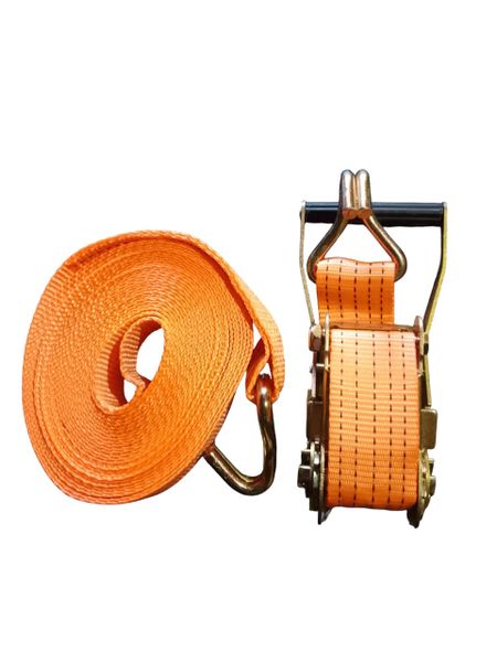 Heavy-Duty Ratchet Tie Down Strap with J-Hooks - 5 Ton Load Capacity