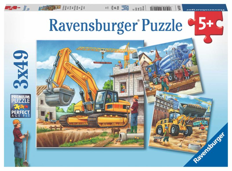 Ravensburger Large Construction Vehicles - 3 x 49 Piece Puzzles