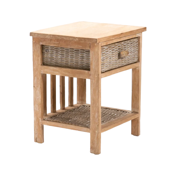 Weli Whitewash 1 Drawer Pedestal with Wood Handles