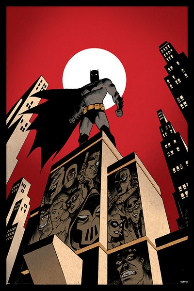 Batman (Villain Skyline) Poster with Black Frame