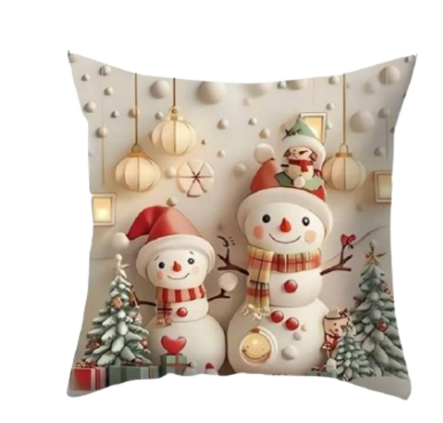 Two Happy Snowmen Pillow Cover