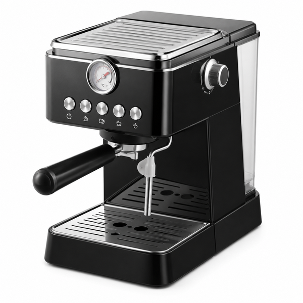 20 Bar Espresso Coffee Machine - 1300W, 1.5L Water Tank - Black