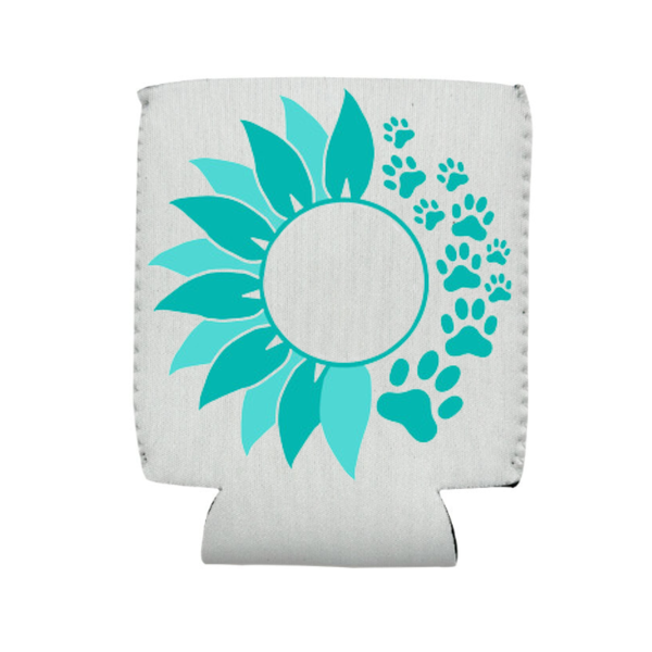 Blue Sunflower Paw Printed Can Holder