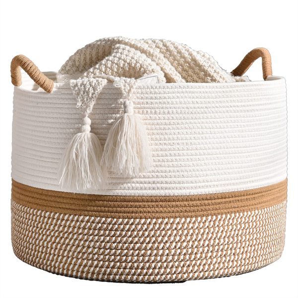 Large Cotton Rope Blanket Basket for Storage