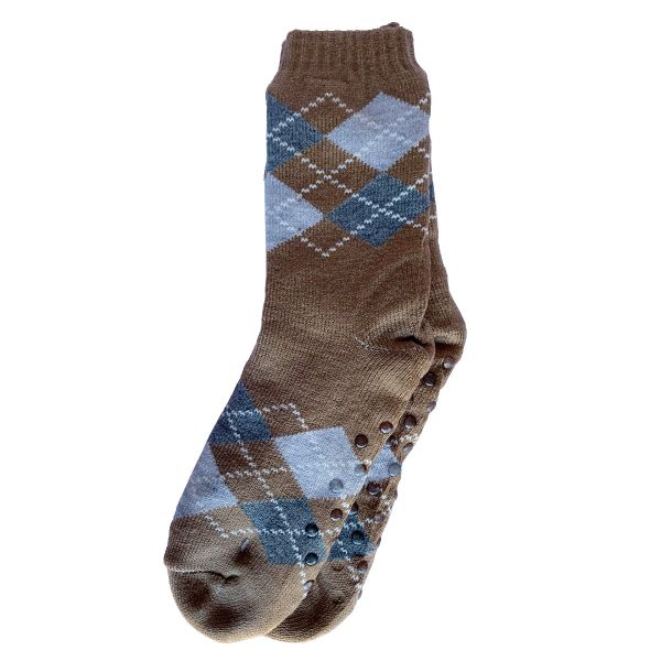 Warm Thick Sherpa Fleece Knitted Anti-Slip Wool Mens Winter Slipper Socks