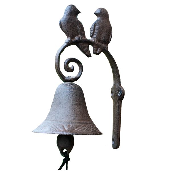 Garden Rustic Heavy Antique Wall Mounted Bird Bell Sculpture (14x10x22cm)