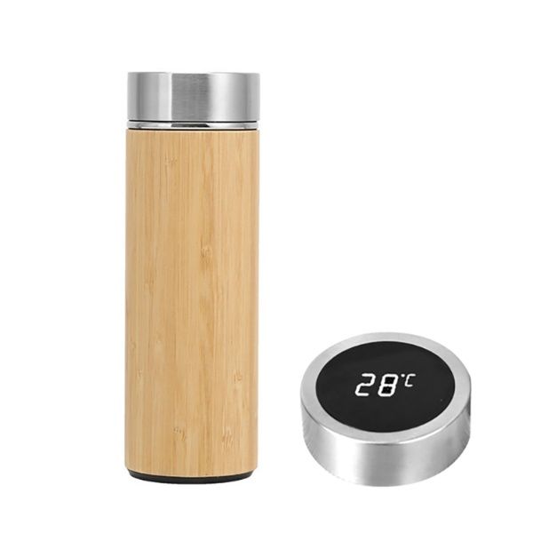 CheffyThings Digital Bamboo Vacuum Flask 500ml