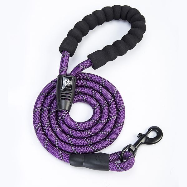 Premium Rope Dog Lead with Comfortable Padded Handle - Purple