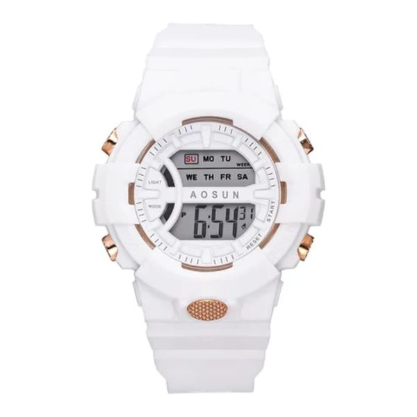Kids Digital Watch with White Dial Rubber Strap and Easy-to-Wear