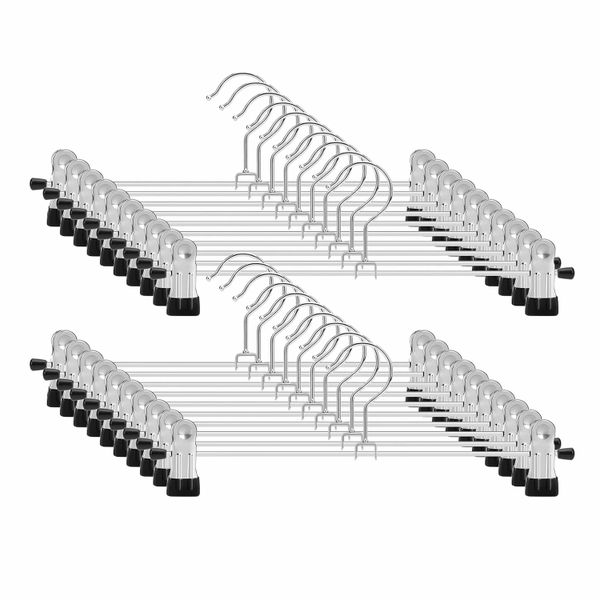 20Pcs Pant Hangers, Skirt Hangers with Clips Metal Trouser Clip