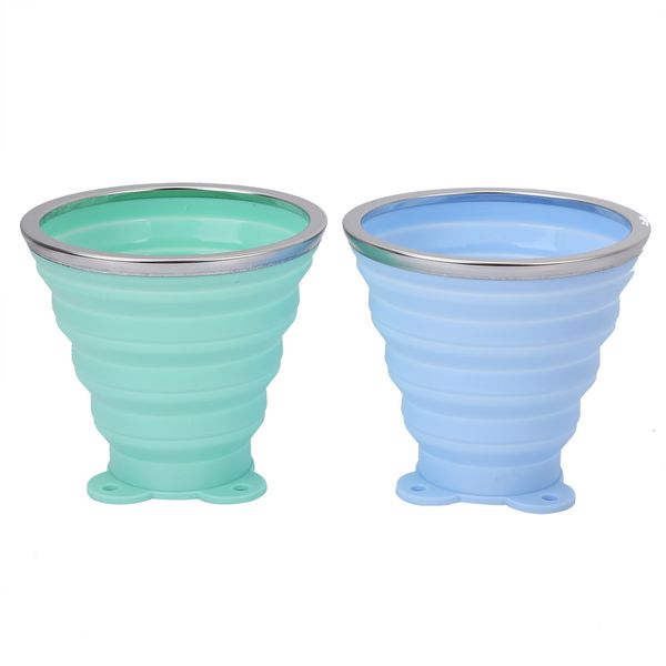 Portable Silicone Collapsible Drinking Cup 2Pcs GreenBlue