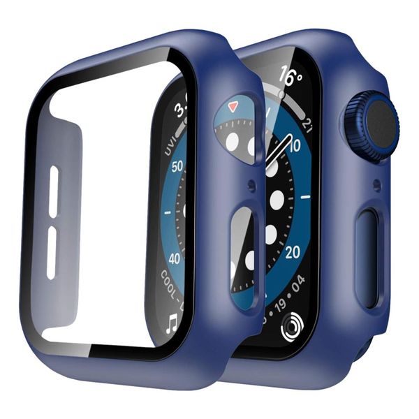 Meraki Hard Case and Glass Screen Protector for Apple Watch - 44mm Navy