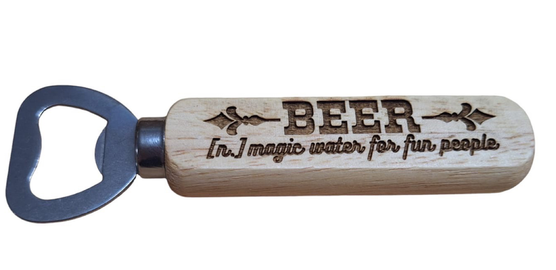 Bottle Opener with Wooden Handle - Magic water for Fun People