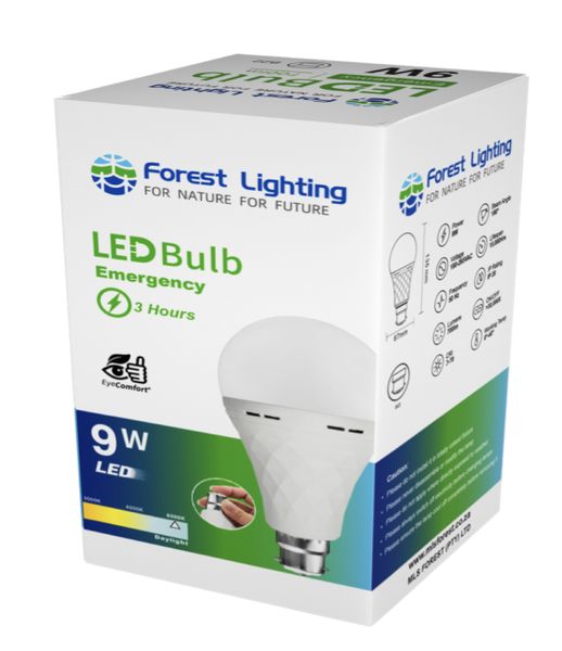 3* Forest Lighting LED Emergency Bulb-9W B22-3Hrs’ Emergency Daylight