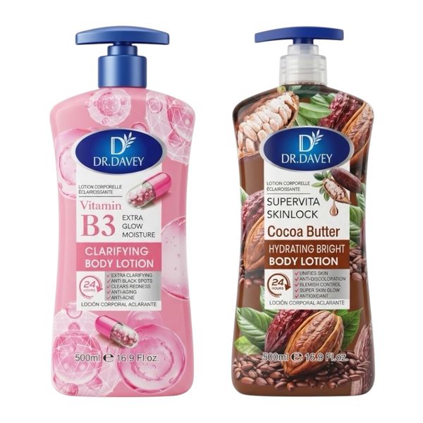 Pack of 2-Dr Davey Cocoa B3 Extra Glow Moisturizing 24H Body Lotion 500ml