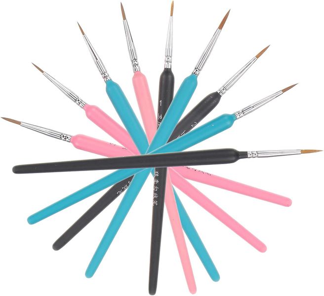 9pcs Fine Tip Paint Brush Set Watercolor Acrylic Artist Detail Brushes